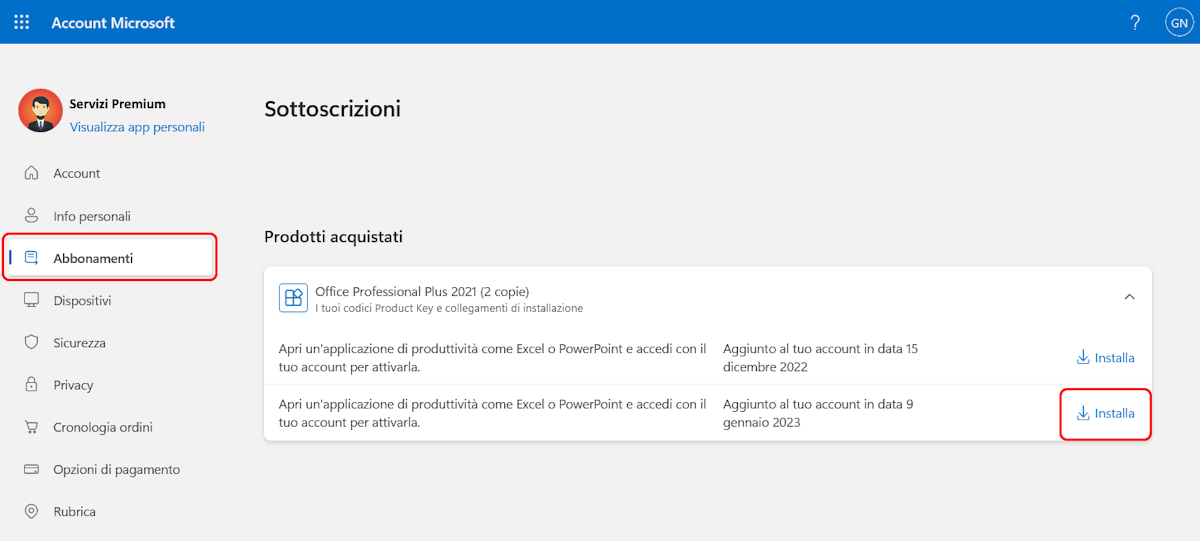 Servizi e Abbonamenti